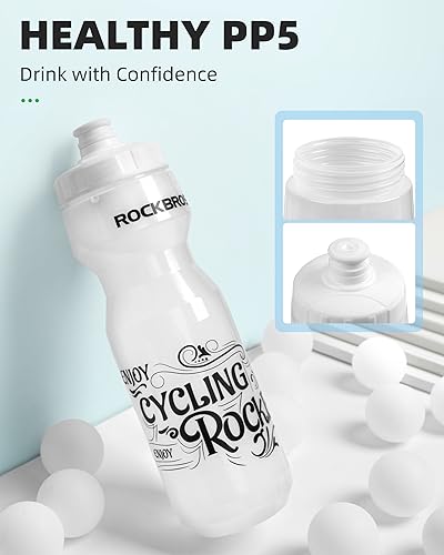 ROCKBROS Cycling Water Bottle, 20-25oz Squeeze Sports Water Bottle, BPA-Free - color: 25oz Transparent