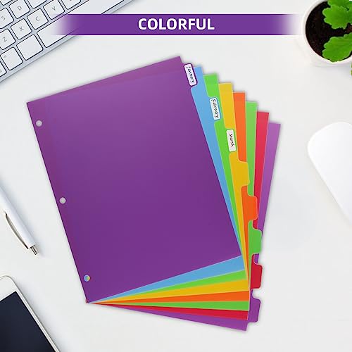 3 Set Plastic Binder Dividers with Tabs,Multicolor Index with 8-Tabs,Divider for 3 Ring Binder - style: 3 SETS 8 TAB