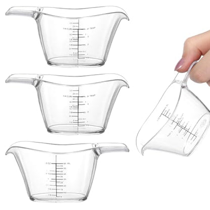 4 Pack Small Measuring Cup 2oz/60ml Mini Measuring Cup with tsp/tbsp/oz/ml Markings Clear 2 Oz Measurings Cups for Kitchen Laundry DIY Beauty Mixing