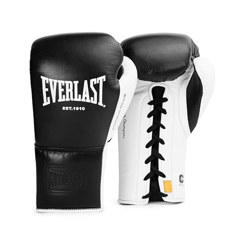 Everlast Powerlock OG Pro Training Boxing Gloves - color: BLK/WHT, size: 14 oz
