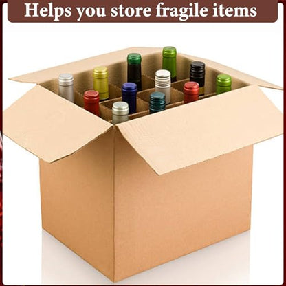 13 Sets Moving Box Glasses Divider Kits Cardboard dividers fit boxes about 16 x 12 x 12 inches for Kitchen Dish Packing Wine Glassware Cardboard Box Compartments Dividers (Box Not Included)