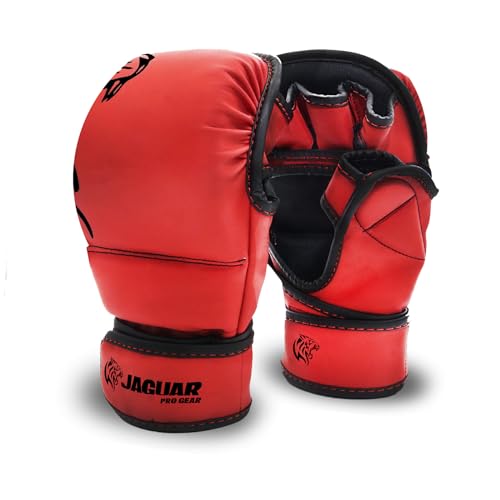 Jaguar PRO Series - MMA Sparring Shooter Gloves for Boxing MMA Muay Thai - Training & Bag Work - color: Red, size: Small-Medium