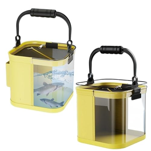Foldable Fishing Bucket, Easy Water Hauling and Live Fish Bait, Portable Fishing Container for Camping, Fishing, Outdoors, 2 Gal