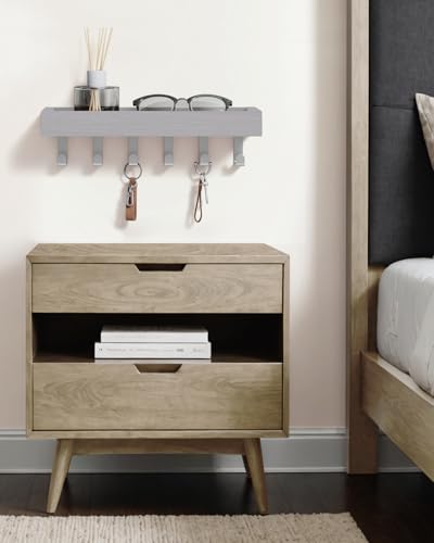 Key Holder Wall Mount Magnetic Adhesive - Key Hooks Rack with shelf - color: Gray, size: Medium