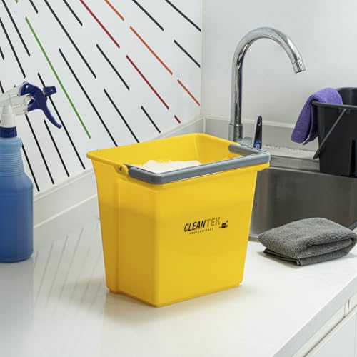 Restaurantware-Clean Tek Professional 6 Quart Cleaning Bucket, 1 Utility Pail with Handle - Heavy-Duty, Portable, Yellow Plastic Washing Pail, Perfect for Household, Outdoor, Car Wash and More