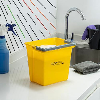Restaurantware-Clean Tek Professional 6 Quart Cleaning Bucket, 1 Utility Pail with Handle - Heavy-Duty, Portable, Yellow Plastic Washing Pail, Perfect for Household, Outdoor, Car Wash and More