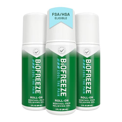 Biofreeze Pain Relief Roll On, Cooling Menthol Relief, 3 FL OZ (3 pack) - size: 3 Fl Oz (Pack of 3), style: Green