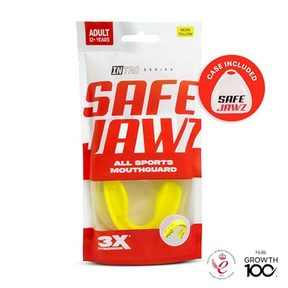 SAFEJAWZ Mouth Guard, Slim Fit Mouthguard for Adult & Youth with Case - color: Yellow, size: Adult (12+ Years)