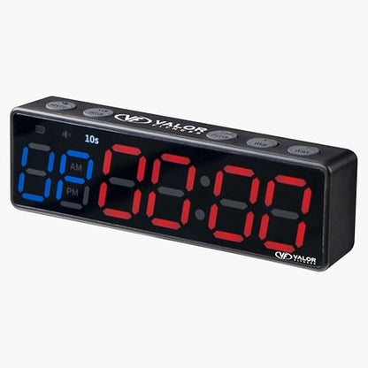 Valor Fitness Magnetic Gym Timer Clock – 5 Inch LED Interval for HIIT, Tabata & EMOM Workouts, 11 Hour Rechargeable Battery, USB-C, Compact Digital Wall or Rack Mount Timer