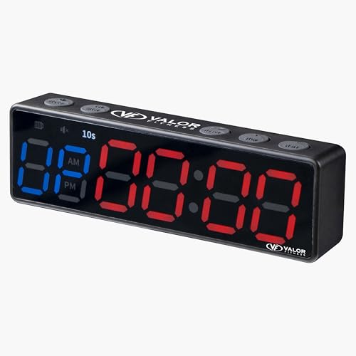 Valor Fitness Magnetic Gym Timer Clock – 5 Inch LED Interval for HIIT, Tabata & EMOM Workouts, 11 Hour Rechargeable Battery, USB-C, Compact Digital Wall or Rack Mount Timer