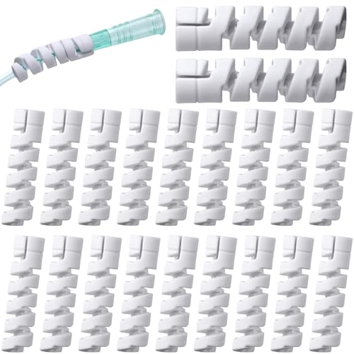 20 Packs Oxygen Tube Support Crimp Straightener, Retractable Oxygen Tubing Support for Portable Oxygen Concentrator, Oxygen Tubing Reels Supplies for Nasal Cannula - color: White, 20 Packs