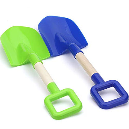 16" Kids Beach Spades Sand Shovels, Toys Gardening Tools Kit Sandbox Scoop Wood Handle Plastic Spade for Garden Sand Snow Backyard Summer Vacation for Kids Adults 2 Pack- Blue&Green - color: Blue
