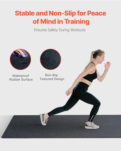 VEVOR 0.56Inch 100sq.ft 25 Tiles Gym Flooring for Home Gym, Rubber Top with High Density EVA Foam, 25 x 25In Gym Floor Exercise Equipment Mats, Interlocking Gym Mats, Puzzle Workout Mats, Black & Blue | Rubber Top with High Density EVA Foam, 25 x 25in Flo