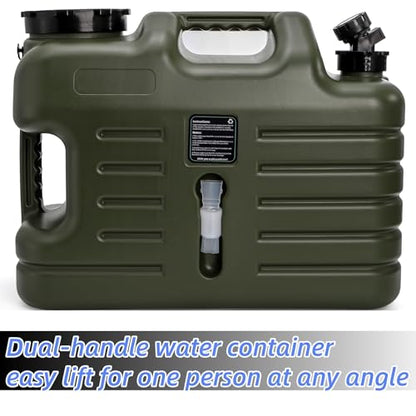 Dicunoy 5 Gallon Water Container with Spigot, Portable Water Storage Jug for Camping, Sturdy Thick Water Storage Tank, BPA Free, No Leak for Outdoor, Car, Hiking, Hurricane Supplies, Emergency