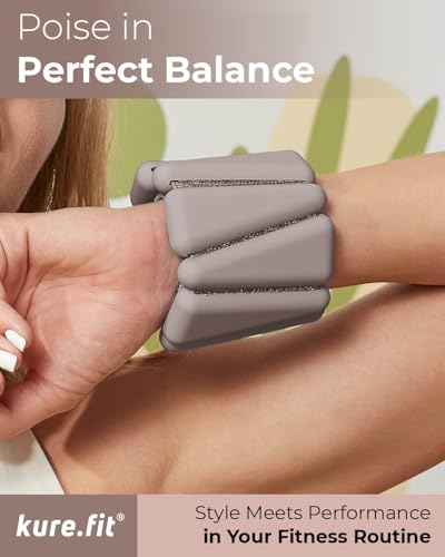 Pilates Wrist & Ankle Weights | Adjustable Weighted Bangles | 1LB/2LB Each - color: Taupe, size: 2 LB