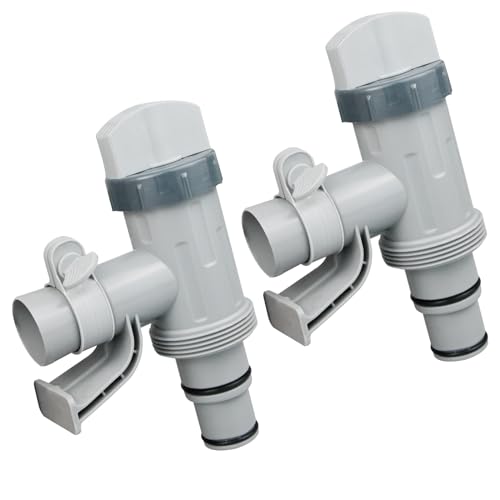 Pool Hose Adapter for Above Ground Swimming Pool, Pool Replacement Parts with Plunger Valve and Pool Pipe Holder Pool Pump Parts (2 pcs)