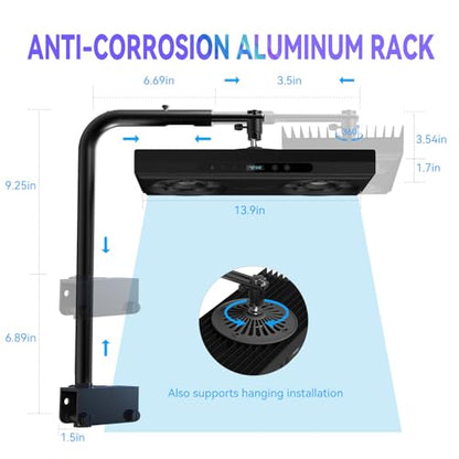 Aquarium Light- 140W Reef Light Wide Coverage Sunrise Sunset Moonlight Saltwater Lights for Coral with Master Slave Group Control & Timer & Screen