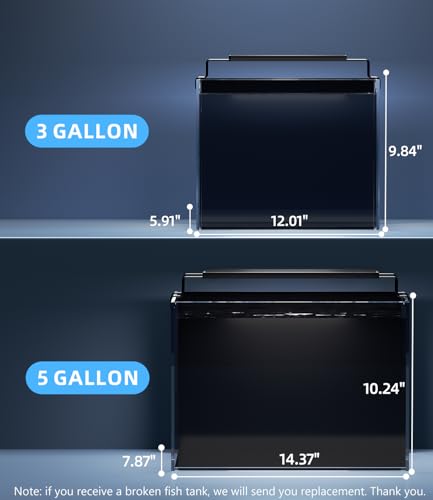 5 Gallon Fish Tank Aquarium Kit with Filter, Heater, LED Light with Timer, Siphon Vacuum Cleaner, Lid, Self-Cleaning Glass Rimless Betta Tank - size: 5 gallon with heater