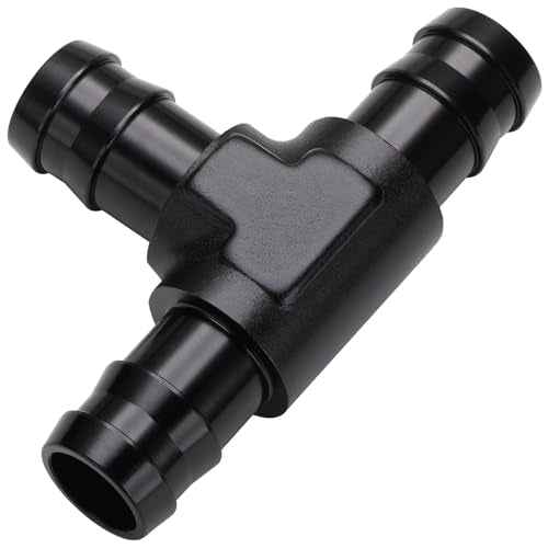 5/8" 16mm Hose Barb Tee T Fitting Adapter Aluminum Black - size: 16mm