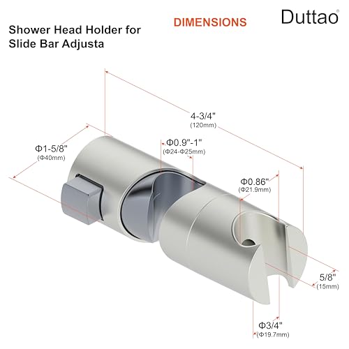 Shower Head Holder for Slide Bar Adjustable Hand Shower Holder Bracket for Slide Bar, Slider Clamp Bathroom Replacement,360 Degree Rotation Sprayer Holder, Brushed Nickel Finish