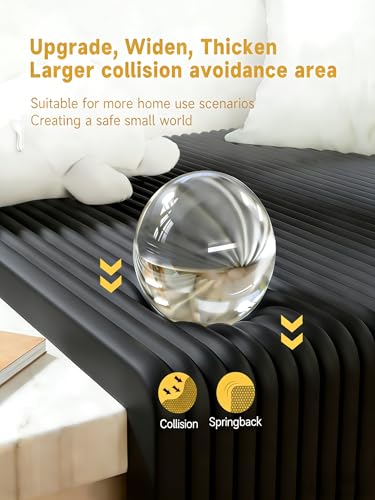 Extra Wide Thick Edge Protectors for Baby, Pre-Taped 6.56ft Foam Guard | 7.9''W Corner Protector, 0.47'' Thick Soft Rubber Foam Padding for Fireplace Table Stair Wall, Waterproof, Black