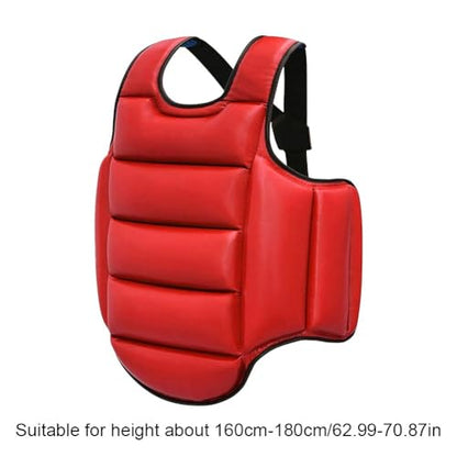 Boxing Chest Guard Kickboxing MMA Muay Thai Body Protector Adjustable Strike Shield Martial Arts Upper Belly Ribs Protection Pad - color: Red