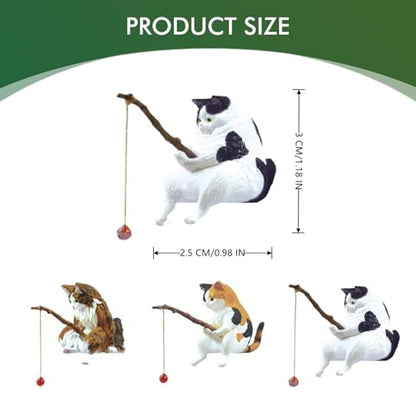 3 PCS Cute Fish Tank Figurines - Cat Statue Decor for Home Office Aquarium Decoration