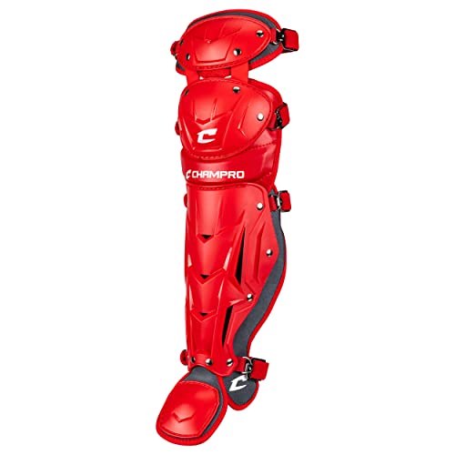 Champro Optimus Pro Catcher/Umpire Leg Guards - color: Scarlet, size: 14.5"