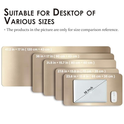 Large Desk Mat - 47.2"x 17" Non-Slip PU Desk Pad for Office and Home - Ideal for Large Mouse Pad and Desk Mats on Top of Desks(Champagne Gold)