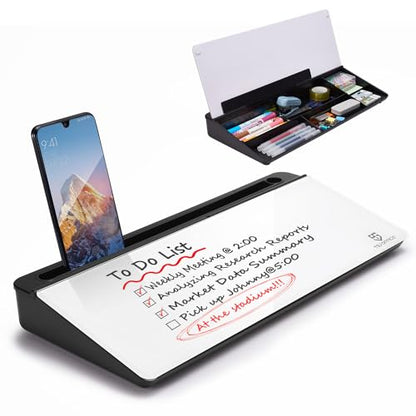Desktop Whiteboard Dry-Erase-Board - Computer Keyboard Stand White Board Surface Pad with Drawer, Desk Organizers with Accessories for Office, Home, School Supplies - Black - color: Black