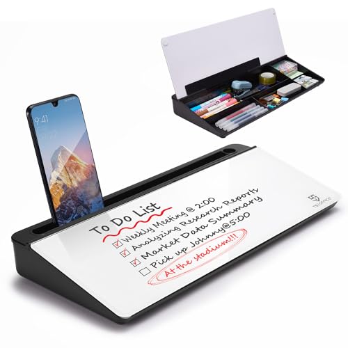 Desktop Whiteboard Dry-Erase-Board - Computer Keyboard Stand White Board Surface Pad with Drawer, Desk Organizers with Accessories for Office, Home, School Supplies - Black - color: Black