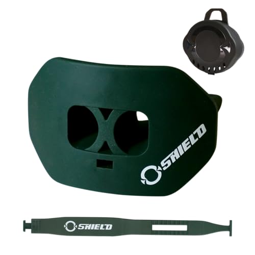 O Shield Core Football Mouth Guard, Detachable Strap | Football Mouth Guard with Detachable Strap — No-Boil Ready Fit, BPA-Free, Brace-Friendly, Includes Carrying Case - color: Dark Green