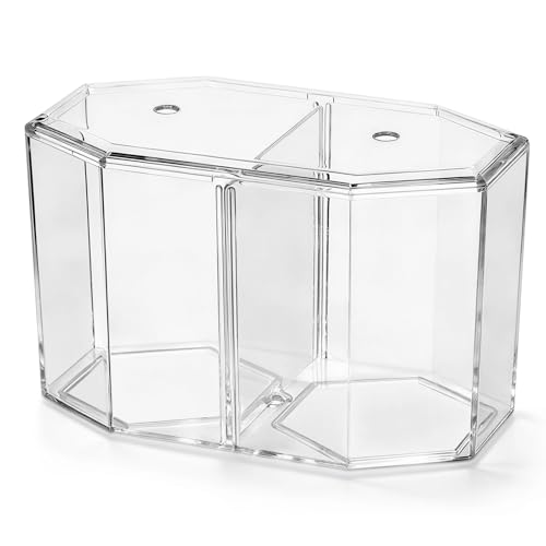 Alipis Octagonal Acrylic Betta Fish Breeding Box with Dual Compartments, High Transparency Isolation Hatchery Tank for Small Tropical Fish, Desktop Aquarium Separation Container