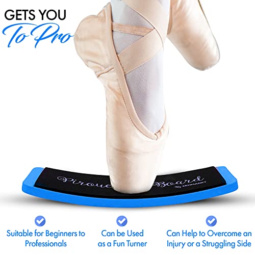 Turning Board for Dancers, Cheerleaders, Gymnasts, Ice Skaters | Improve Turns, Balance & Stability — Ballet Pirouette Trainer, Figure Skating & Gymnastics Practice Board - color: Blue