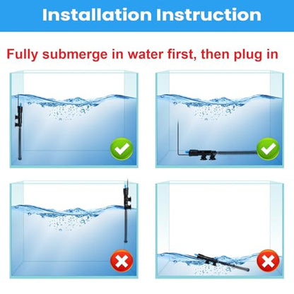 AQUANEAT Aquarium Heater, 25W Fish Tank Heater, Adjustable Submersible Water Thermostat with Thermometer - size: 25W