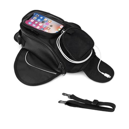 Magnetic Tank Bag for Motorcycles Universal Phone Holder Water Resistant Gas Tank Pouch TB-01K (4 Magnets)