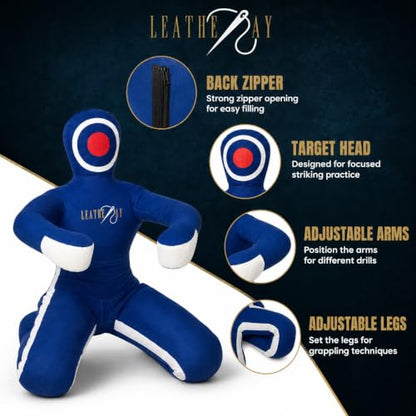 Jiu Jitsu Judo Punching Bag Grappling Dummy Blue -Unfilled - size: 70 inches (6 ft)