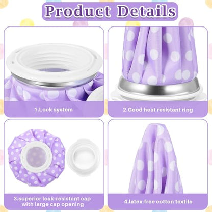 Honoson Reusable Ice Bags Hot Cold Therapy Leakproof,None | Screw Cap Leak-proof Seal, For Injuries Swelling Bruises Fever, Soft Breathable Fabric Stays Flexible, Wide Opening Easy Fill - style: Polka Dots Style