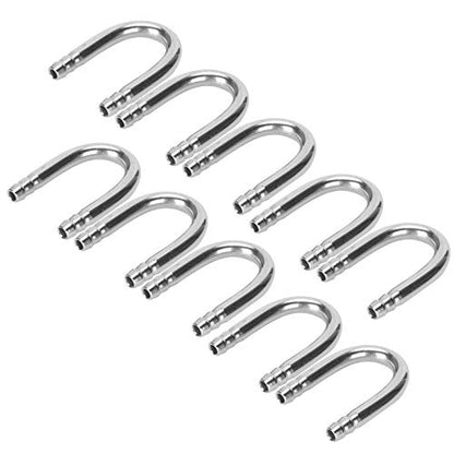 10Pcs Stainless Steel U Shape Elbow Pipe for Fish Oxygen Pump CO2 Tubing Accessory with Smoothness Machine Polished Edges, Installation for Aquarium