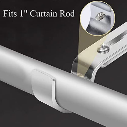 Curtain Rod Brackets for Adjustable, 2 Pack Premium Rod Bracket for Walls, Curtain Rod Holder, Drapery Rod Holders Hardware Window Curtain Rod Support Hanger for 1 Inch Rod (Silver)