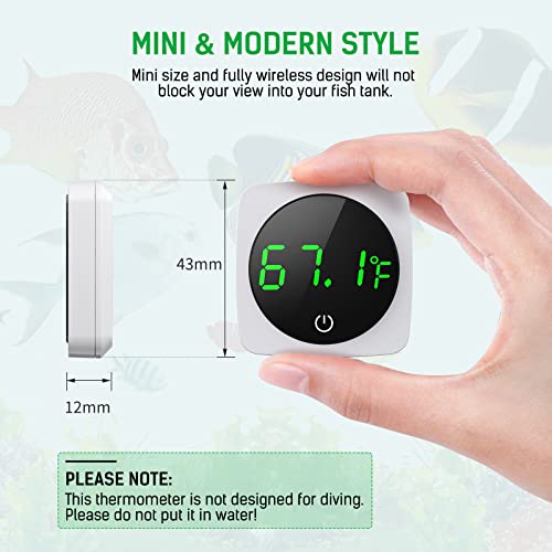 Aquarium Thermometer, LED Digital Fish Tank Thermometer, White | 5s Refresh, High Accurate to ±0.9℉, 8000+ Hours Lifespan, Thermometer for Fish tank, Betta, Axolotl, or Aquatic Pet