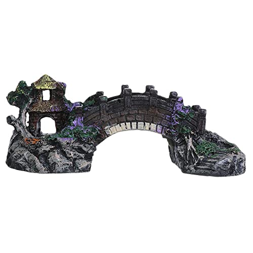 HomeSoGood Fish Tank Decoration Aquarium Ornament Poly Resin Bridge for Aquariums, Fish Tank, Gardens