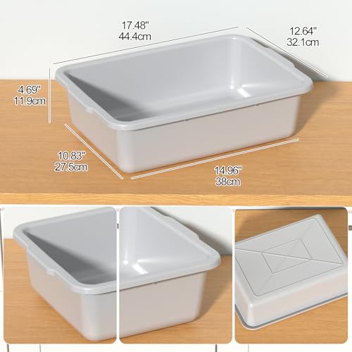 13 L Light Gray Bus Tubs, Commercial Bus Tub Tote Dishwashing Basin, 4 Packs - size: 13 L