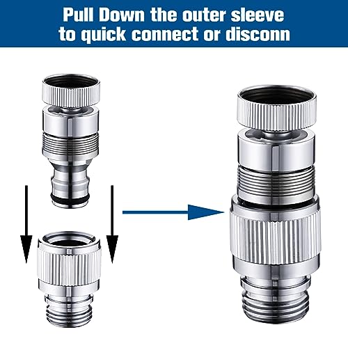 Sink Faucet Quick Connector Faucet to Garden Hose Adapter Dishwasher Washer Snap Coupling Adapter, for Bathroom, kitchen, Garden, Shower Hose, Pet Bathing