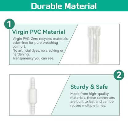 Oxygen Tubing Swivel Connectors, 360° Rotating for Oxygen Cannula, Hose and Tube Connectors, Prevents Tube Tangles, Travel and Home Use, Standard Size - Male/Female (5 Pack)