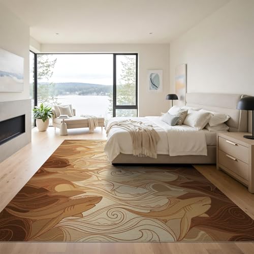 9'x12' Washable Flatwoven Rug, Beige Beachy Shark Stain Resistant Massive Carpet for Dining Room, Basement, Large Office, Non-Slip Chair-Friendly Mat | Ref:2067606 - color: Beige/Pattern 41, size: 9' x 12' (Rectangular)