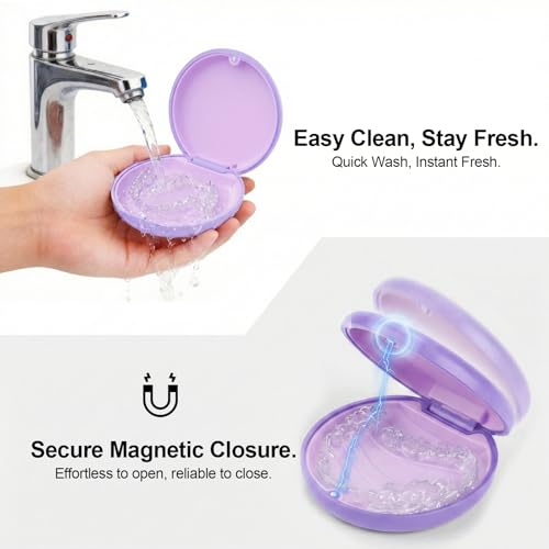 2 Pack Retainer Case, Aligner Case Compatible with Invisalign - color: 2 Pack - Purple
