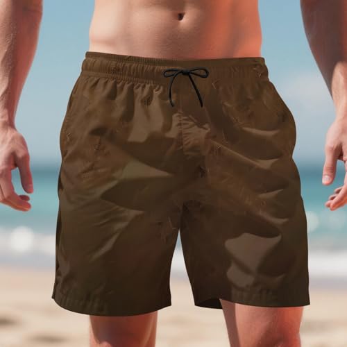 Ctreela Men's Funny Dog 3D Graphic Yellow Loose Fit Summer Beach Shorts - color: Brown, size: Small