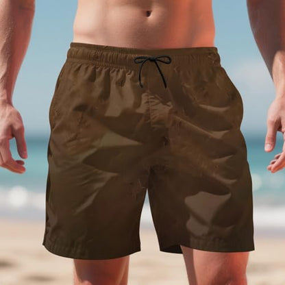 Ctreela Men's Funny Dog 3D Graphic Yellow Loose Fit Summer Beach Shorts - color: Brown, size: Small