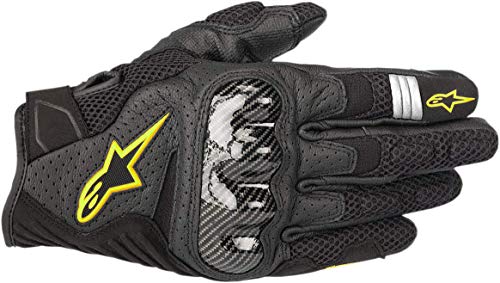 Alpinestars SMX 1 Air V2 Motorcycle Gloves Lightweight Ventilated Design Street Riding Comfort Enhanced Grip Protection - color: Black/Yellow Fluorescent, size: Small